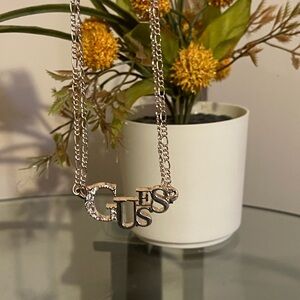Guess Shiny Silver Logo Necklace